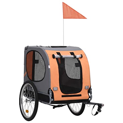 vidaXL Fahrradanhänger für Hunde Orange Grau Hundetransporter Hundeanhänger vidaXL Fahrradanhänger für Hunde Orange Grau Hundetransporter Hundeanhänger von vidaXL