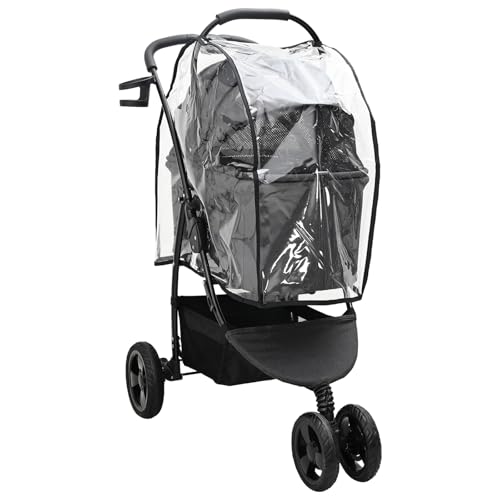 vidaXL Haustier-Kinderwagen Schwarz, 3 Räder, Oxford-Stoff, 78 x 54 x 101 cm, verstellbar, faltbar, bequem mit Anti-Vibration, inklusive Regenschutz, Indoor/Outdoor-Buggy, wasserabweisend, Tierträger von vidaXL