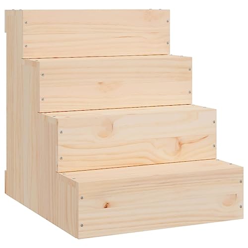 vidaXL Haustiertreppe, Hundetreppe mit Holzrahmen, Katzentreppe mit 3 Stufen, Aufstiegshilfe Treppe Katzen Hunde, Massivholz Kiefer von vidaXL
