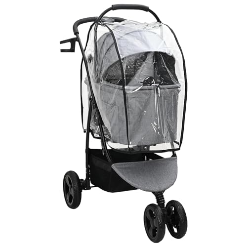 vidaXL Haustierwagen Grau mit 3 Rädern, modern und faltbar aus Oxfordstoff, synthetisch und PVC, Maße: 78 x 54 x 101 cm. Komfort mit sensibler Bremse, einfach zu lagern, drinnen und draußen einsetzbar von vidaXL