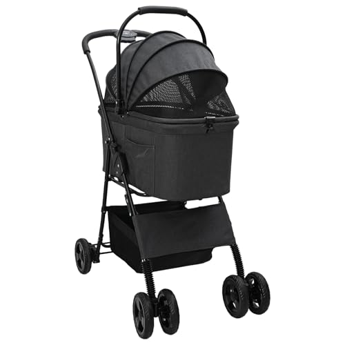 vidaXL Haustierwagen Schwarz Oxford Stoff 81 x 47 x 99 cm - Modernes Design, klappbar, mit sensibler Bremsfunktion, für drinnen und draußen, leicht zu lagern, aus Stahlrahmen, 2-in-1 Tierträger und vidaXL Haustierwagen Schwarz Oxford Stoff 81 x 47 x 99 cm - Modernes Design, klappbar, mit sensibler Bremsfunktion, für drinnen und draußen, leicht zu lagern, aus Stahlrahmen, 2-in-1 Tierträger und von vidaXL