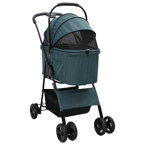 vidaXL Haustierwagen grün mit 4 Rädern aus Oxfordstoff, Maße: 81 x 47 x 99 cm. Zusammenklappbares Design für drinnen und draußen. Tragbar und verstellbar für Hunde und Katzen. vidaXL Haustierwagen grün mit 4 Rädern aus Oxfordstoff, Maße: 81 x 47 x 99 cm. Zusammenklappbares Design für drinnen und draußen. Tragbar und verstellbar für Hunde und Katzen. von vidaXL