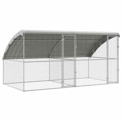 vidaXL Hühnergehege für draußen, Gartenvoliere, Stangenhaus für Geflügel, modernes Tierheim aus Metall & Stahl von vidaXL