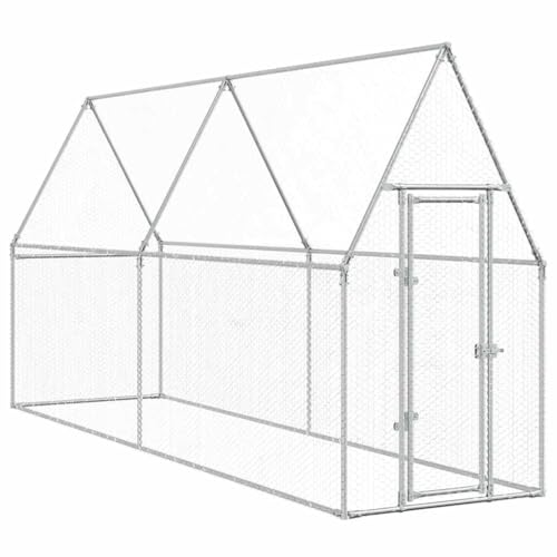 vidaXL Hühnerkäfig, Hühnerstall mit wasserfestem Dach Schwenktür, Freigehege für Hühner Kleintiere, Hühnerhaus, Silbern Verzinkter Stahl vidaXL Hühnerkäfig, Hühnerstall mit wasserfestem Dach Schwenktür, Freigehege für Hühner Kleintiere, Hühnerhaus, Silbern Verzinkter Stahl von vidaXL