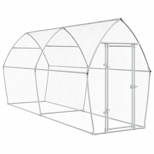 vidaXL Hühnerkäfig, Hühnerstall mit wasserfestem Dach Schwenktür, Freigehege für Hühner Kleintiere, Hühnerhaus, Silbern Verzinkter Stahl vidaXL Hühnerkäfig, Hühnerstall mit wasserfestem Dach Schwenktür, Freigehege für Hühner Kleintiere, Hühnerhaus, Silbern Verzinkter Stahl von vidaXL