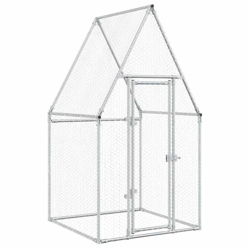 vidaXL Hühnerkäfig, Outdoor Hühnerstall Hühnerhaus, Freilaufgehege für Hühner Enten Gänse Kaninchenn, Kleintierstall, Silbern 100x100x190cm Verzinkter Stahl von vidaXL