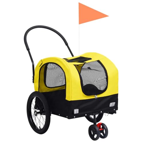 vidaXL Hunde Fahrradanhänger 2-in-1 Gelb Schwarz Anhänger Jogger Hundeanhänger vidaXL Hunde Fahrradanhänger 2-in-1 Gelb Schwarz Anhänger Jogger Hundeanhänger von vidaXL