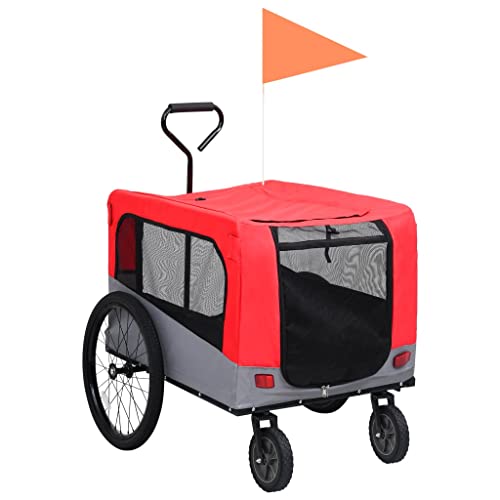 vidaXL Hunde Fahrradanhänger 2-in-1 Jogger Rot Grau Anhänger Hundeanhänger vidaXL Hunde Fahrradanhänger 2-in-1 Jogger Rot Grau Anhänger Hundeanhänger von vidaXL