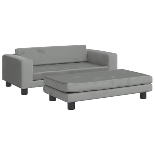 vidaXL Hundebett, Hundekissen mit Verlängerung für extra Schlafbereich, Hundesofa Hundecouch für kleine Hunde Haustiere, Haustierbett Katzenbett, Hellgrau Samt von vidaXL