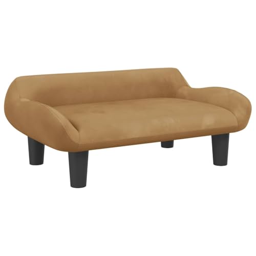 vidaXL Hundebett, Hundekissen mit weicher Polsterung, Hundesofa Hundecouch für kleine Hunde Haustiere, Haustierbett Katzenbett, Braun Samt von vidaXL
