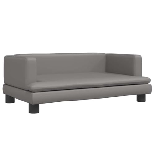 vidaXL Hundebett, Hundekissen mit weicher Polsterung, Hundesofa Hundecouch für kleine Hunde Haustiere, Haustierbett Katzenbett, Grau Kunstleder von vidaXL