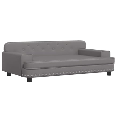 vidaXL Hundebett, Hundekissen mit weicher Polsterung, Hundesofa Hundecouch für kleine Hunde Haustiere, Haustierbett Katzenbett, Grau Kunstleder von vidaXL
