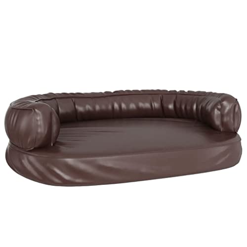 vidaXL Hundebett Ergonomisch Schaumstoff Braun 88x65cm Kunstleder Hundekissen von vidaXL