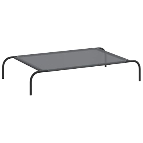 vidaXL Hundebett Erhöht Grau 110x65x20 cm Textilene und Stahl, Hundeliege, Hundesofa, Hundecouch, Haustierliege, Hunde Schlafplatz, Outdoor-Hundebett von vidaXL