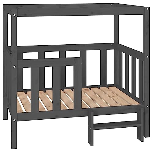 vidaXL Hundebett Grau 105,5x83,5x100cm Massivholz Kiefer Schlafplatz Hund von vidaXL