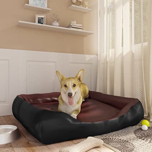 vidaXL Hundebett Schwarz/Braun 80x68x23 cm Kunstleder von vidaXL