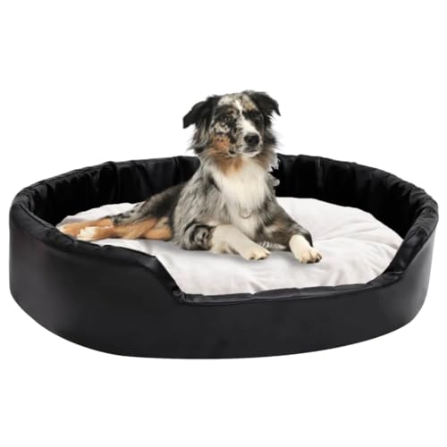 vidaXL Hundebett Schwarz-Beige 90x79x20 cm Plüsch und Kunstleder von vidaXL