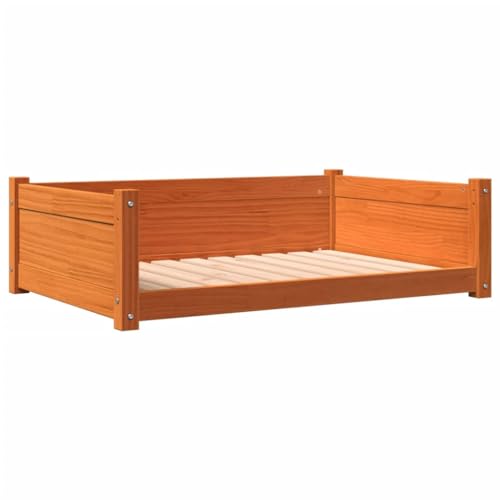 vidaXL Hundebett, Hundesofa mit Seitenwänden, Hundecouch mit schlichten rechteckigen Design, Welpenbett Haustiersofa, Wachsbraun Massivholz Kiefer vidaXL Hundebett, Hundesofa mit Seitenwänden, Hundecouch mit schlichten rechteckigen Design, Welpenbett Haustiersofa, Wachsbraun Massivholz Kiefer von vidaXL