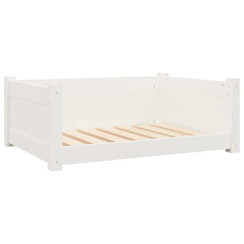 vidaXL Hundebett Weiß 75,5x55,5x28cm Massivholz Kiefer Hundekorb Hundesofa von vidaXL
