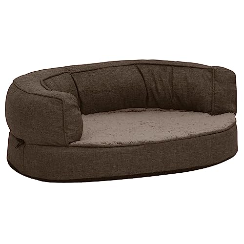 vidaXL Hundematratze Ergonomisch 60x42cm Leinenoptik Fleece Braun Hundebett von vidaXL