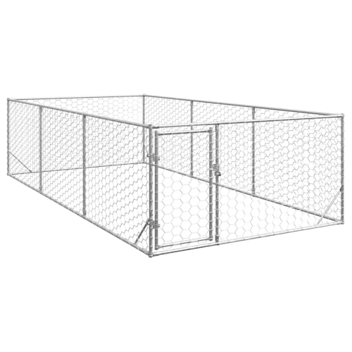 vidaXL Outdoor-Hundezwinger mit Tür 2x4x1 m Verzinkter Stahl, Outdoor-Haustierkäfig, großer Hundekäfig, Hundezwinger, Outdoor-Hundehütte von vidaXL