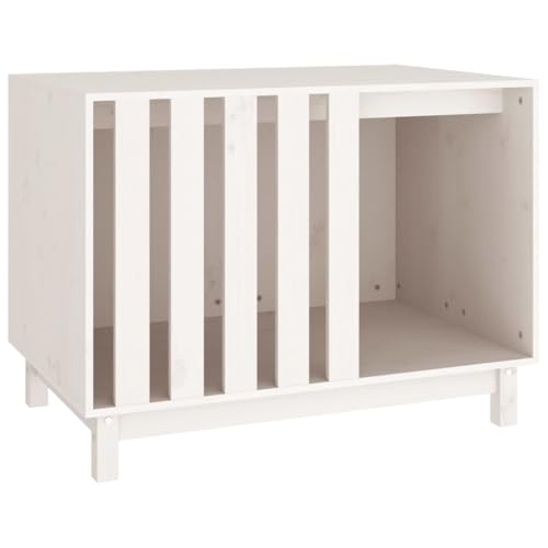 vidaXL Hundehütte Weiß 90x60x67 cm Massivholz Kiefer Hundehaus Hundebett von vidaXL