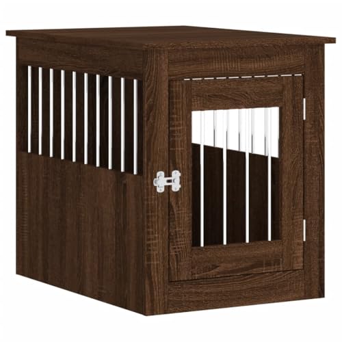 vidaXL Hundekäfig im Möbelstil, Abschließbar Hundebox mit Tür, Hundehütte Beistelltisch mit 2-in-1-Funktion, Hundehaus Haustierkäfig, Braun Eichen-Optik 55x75x65 cm von vidaXL