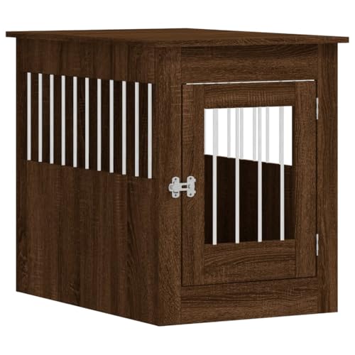 vidaXL Hundekäfig im Möbelstil, Abschließbar Hundebox mit Tür, Hundehütte Beistelltisch mit 2-in-1-Funktion, Hundehaus Haustierkäfig, Braun Eichen-Optik 55x80x68 cm von vidaXL