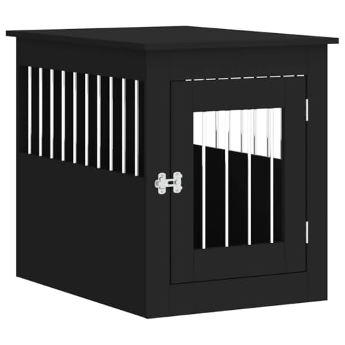 vidaXL Hundekäfig im Möbelstil, Abschließbar Hundebox mit Tür, Hundehütte Beistelltisch mit 2-in-1-Funktion, Hundehaus Haustierkäfig, Schwarz 55x75x65 cm Holzwerkstoff von vidaXL