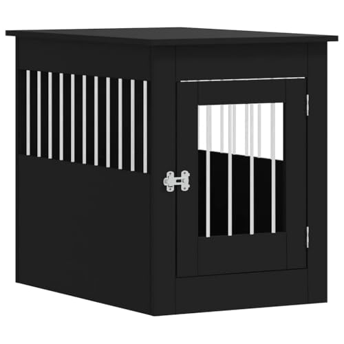 vidaXL Hundekäfig im Möbelstil, Abschließbar Hundebox mit Tür, Hundehütte Beistelltisch mit 2-in-1-Funktion, Hundehaus Haustierkäfig, Schwarz 55x80x68 cm Holzwerkstoff von vidaXL