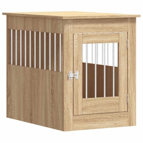 vidaXL Hundekäfig im Möbelstil, Abschließbar Hundebox mit Tür, Hundehütte Beistelltisch mit 2-in-1-Funktion, Hundehaus Haustierkäfig, Sonoma-Eiche 55x80x68 cm Holzwerkstoff vidaXL Hundekäfig im Möbelstil, Abschließbar Hundebox mit Tür, Hundehütte Beistelltisch mit 2-in-1-Funktion, Hundehaus Haustierkäfig, Sonoma-Eiche 55x80x68 cm Holzwerkstoff von vidaXL