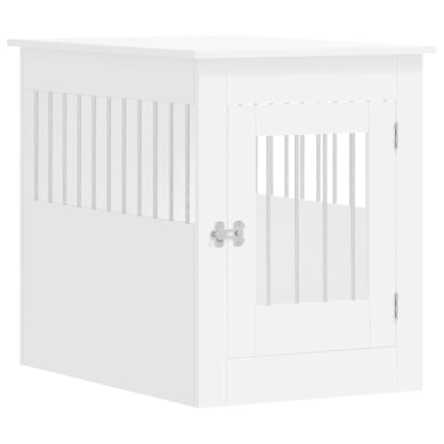 vidaXL Hundekäfig im Möbelstil, Abschließbar Hundebox mit Tür, Hundehütte Beistelltisch mit 2-in-1-Funktion, Hundehaus Haustierkäfig, Weiß 55x80x68 cm Holzwerkstoff von vidaXL