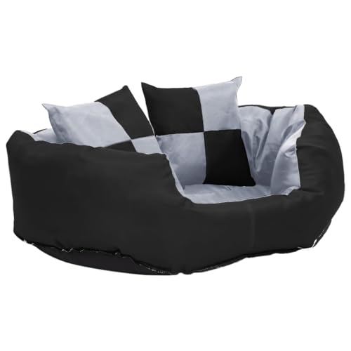 vidaXL Hundekissen Wendbar Waschbar Grau Schwarz 65x50x20cm Hundebett Hund von vidaXL