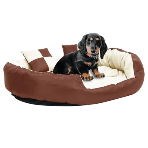 vidaXL Hundekissen Wendbar und Waschbar Braun und Creme 110x80x23 cm von vidaXL