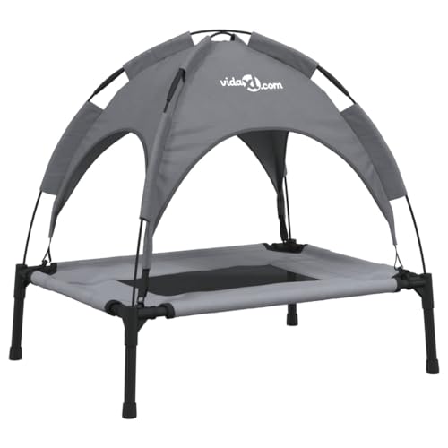 vidaXL Hundeliege, Erhöhtes Hundebett mit Dach, Haustierbett Outdoor mit Baldachin, Haustierliege Hund Schlafplatz Hundesofa, Anthrazit Oxford-Gewebe Stahl von vidaXL