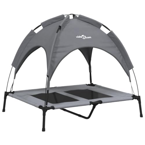 vidaXL Hundeliege, Erhöhtes Hundebett mit Dach, Haustierbett Outdoor mit Baldachin, Haustierliege Hund Schlafplatz Hundesofa, Anthrazit Oxford-Gewebe Stahl vidaXL Hundeliege, Erhöhtes Hundebett mit Dach, Haustierbett Outdoor mit Baldachin, Haustierliege Hund Schlafplatz Hundesofa, Anthrazit Oxford-Gewebe Stahl von vidaXL