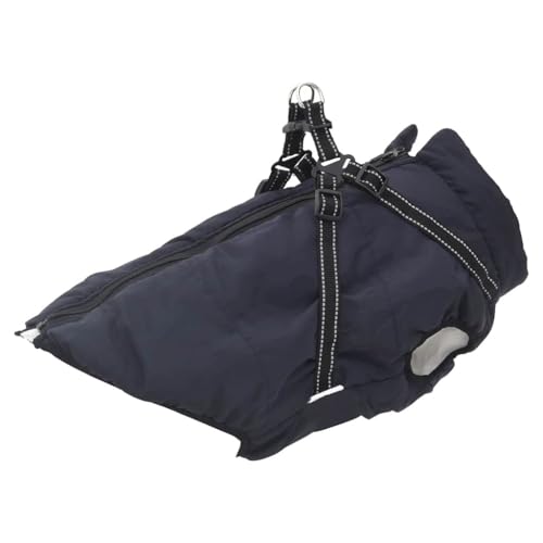 vidaXL Hundemantel mit Geschirr Wasserdicht Marineblau L68, Hundemantel Winter, Hundejacke mit Geschirr, Welpenmantel mit Geschirr von vidaXL