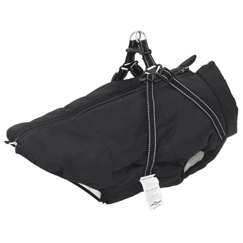 vidaXL Hundemantel mit Geschirr Wasserdicht Reflektierend Schwarz L48, Hundemantel Winter, Hundejacke mit Geschirr, Welpenmantel mit Geschirr von vidaXL