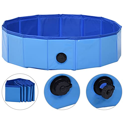 vidaXL Hundepool Faltbar Blau 80x20cm PVC Schwimmbecken Hundebad Wasserbecken von vidaXL