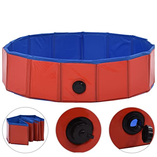 vidaXL Hundepool Faltbar Rot 80x20cm PVC Schwimmbecken Hundebad Wasserbecken von vidaXL
