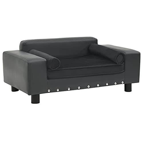 vidaXL Hundesofa Dunkelgrau 81x43x31 cm Plüsch und Kunstleder von vidaXL