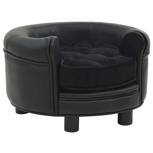 vidaXL Hundesofa Schwarz 48x48x32cm Plüsch Kunstleder Hundecouch Haustiersofa von vidaXL