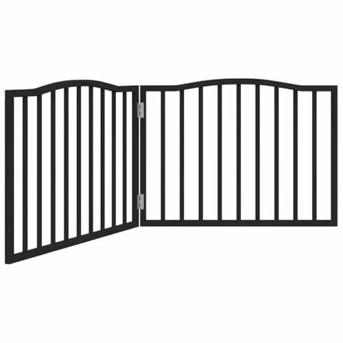 vidaXL Hundetor 3-TLG., Hundegitter Faltbar Pflegeleicht, Schutzgitter für Wohnzimmer Küche Treppe, Haustiertor Türschutzgitter, Schwarz Pappelholz von vidaXL