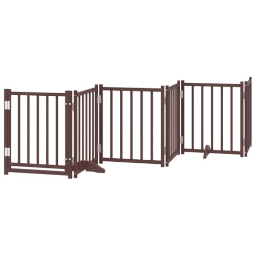 vidaXL Hundetor 6-TLG., Hundegitter Faltbar mit Tür Stützbeine, Schutzgitter für Wohnzimmer Küche Treppe, Haustiertor Türschutzgitter, Braun Eiche Massivholz Tanne vidaXL Hundetor 6-TLG., Hundegitter Faltbar mit Tür Stützbeine, Schutzgitter für Wohnzimmer Küche Treppe, Haustiertor Türschutzgitter, Braun Eiche Massivholz Tanne von vidaXL
