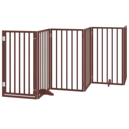 vidaXL Hundetor 6-TLG., Hundegitter Faltbar mit Tür Stützbeine, Schutzgitter für Wohnzimmer Küche Treppe, Haustiertor Türschutzgitter, Braun Pappelholz vidaXL Hundetor 6-TLG., Hundegitter Faltbar mit Tür Stützbeine, Schutzgitter für Wohnzimmer Küche Treppe, Haustiertor Türschutzgitter, Braun Pappelholz von vidaXL