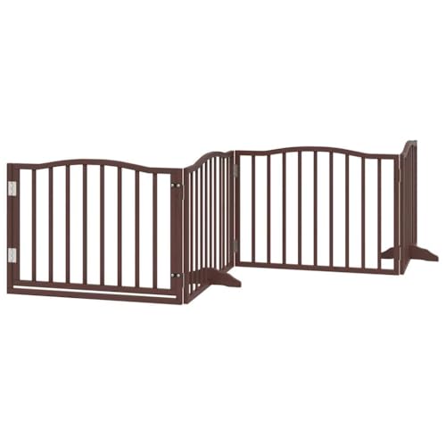 vidaXL Hundetor 6-TLG., Hundegitter Faltbar mit Tür Stützbeine, Schutzgitter für Wohnzimmer Küche Treppe, Haustiertor Türschutzgitter, Braun Pappelholz vidaXL Hundetor 6-TLG., Hundegitter Faltbar mit Tür Stützbeine, Schutzgitter für Wohnzimmer Küche Treppe, Haustiertor Türschutzgitter, Braun Pappelholz von vidaXL