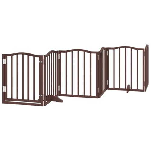vidaXL Hundetor 6-TLG., Hundegitter Faltbar mit Tür Stützbeine, Schutzgitter für Wohnzimmer Küche Treppe, Haustiertor Türschutzgitter, Braun Pappelholz vidaXL Hundetor 6-TLG., Hundegitter Faltbar mit Tür Stützbeine, Schutzgitter für Wohnzimmer Küche Treppe, Haustiertor Türschutzgitter, Braun Pappelholz von vidaXL