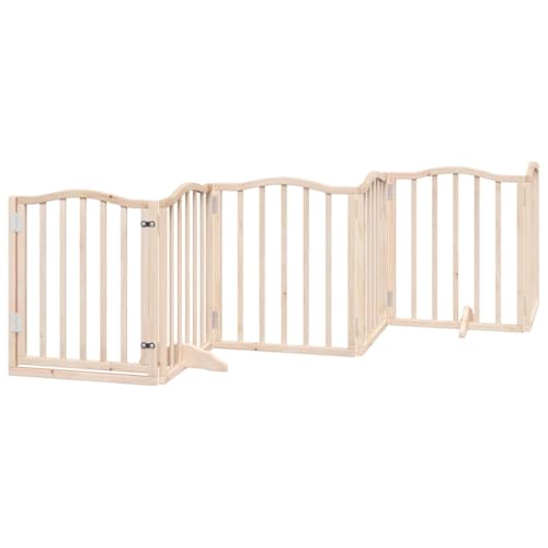 vidaXL Hundetor 6-TLG., Hundegitter Faltbar mit Tür Stützbeine, Schutzgitter für Wohnzimmer Küche Treppe, Haustiertor Türschutzgitter, Pappelholz vidaXL Hundetor 6-TLG., Hundegitter Faltbar mit Tür Stützbeine, Schutzgitter für Wohnzimmer Küche Treppe, Haustiertor Türschutzgitter, Pappelholz von vidaXL