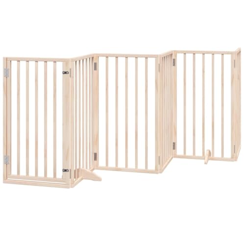 vidaXL Hundetor 6-TLG., Hundegitter Faltbar mit Tür Stützbeine, Schutzgitter für Wohnzimmer Küche Treppe, Haustiertor Türschutzgitter, Pappelholz vidaXL Hundetor 6-TLG., Hundegitter Faltbar mit Tür Stützbeine, Schutzgitter für Wohnzimmer Küche Treppe, Haustiertor Türschutzgitter, Pappelholz von vidaXL