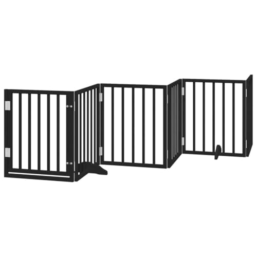 vidaXL Hundetor 6-TLG., Hundegitter Faltbar mit Tür Stützbeine, Schutzgitter für Wohnzimmer Küche Treppe, Haustiertor Türschutzgitter, Schwarz Pappelholz vidaXL Hundetor 6-TLG., Hundegitter Faltbar mit Tür Stützbeine, Schutzgitter für Wohnzimmer Küche Treppe, Haustiertor Türschutzgitter, Schwarz Pappelholz von vidaXL